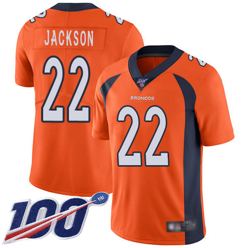 Men Denver Broncos #22 Kareem Jackson Orange Team Color Vapor Untouchable Limited Player 100th Season Football NFL Jersey->denver broncos->NFL Jersey